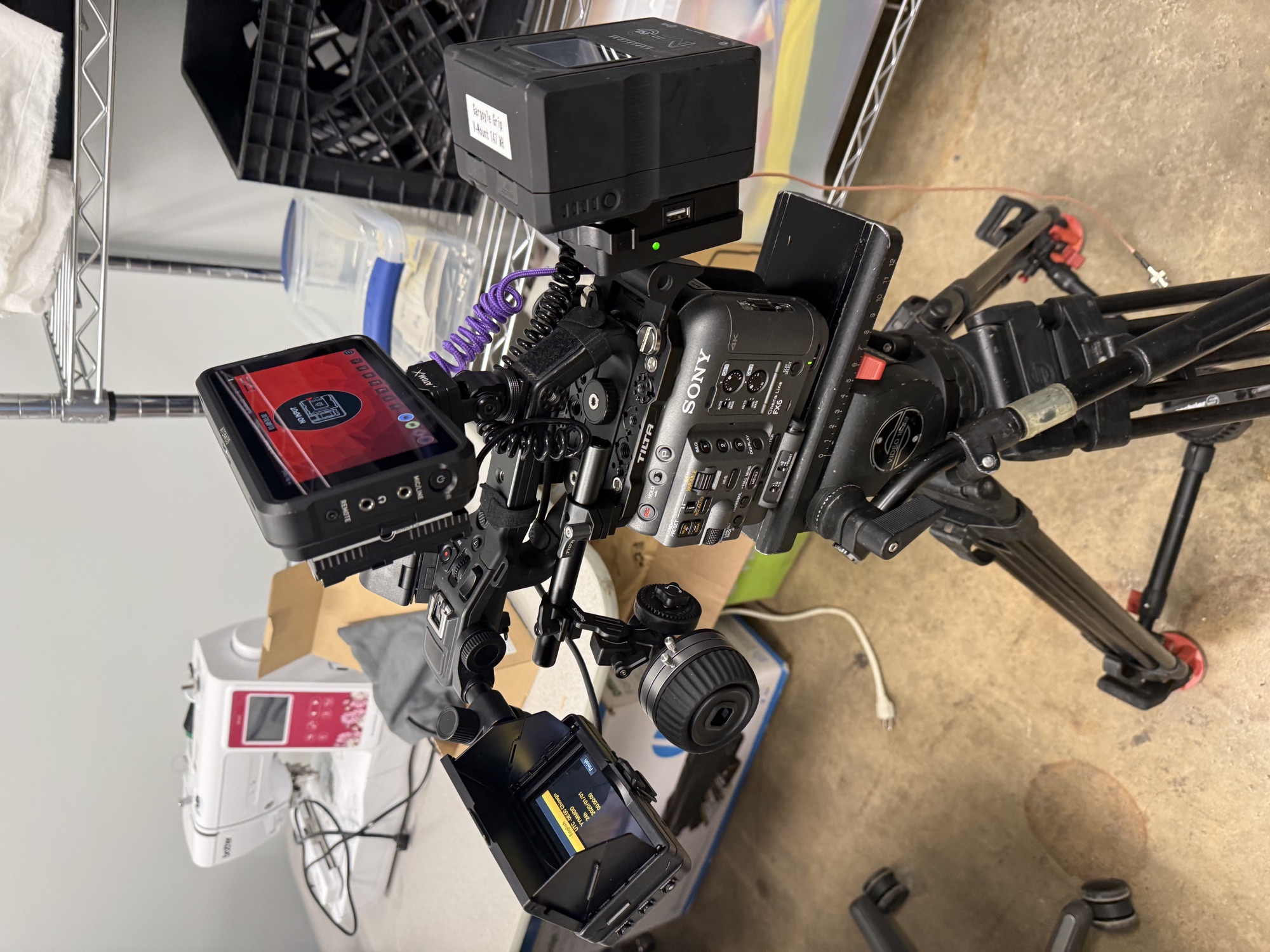 Sony FX6 documentary build with monitor, recorder and V-mount power on sticks